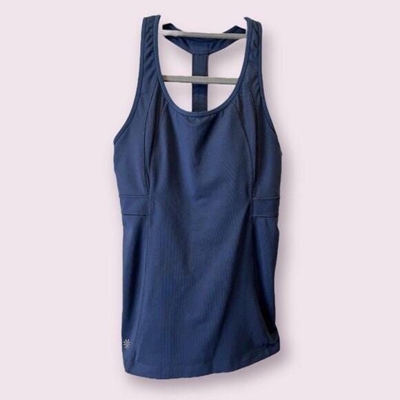 ATHLETA Blue T Strap Halter Tank With Built In Bra Size S - Picture 1 of 12